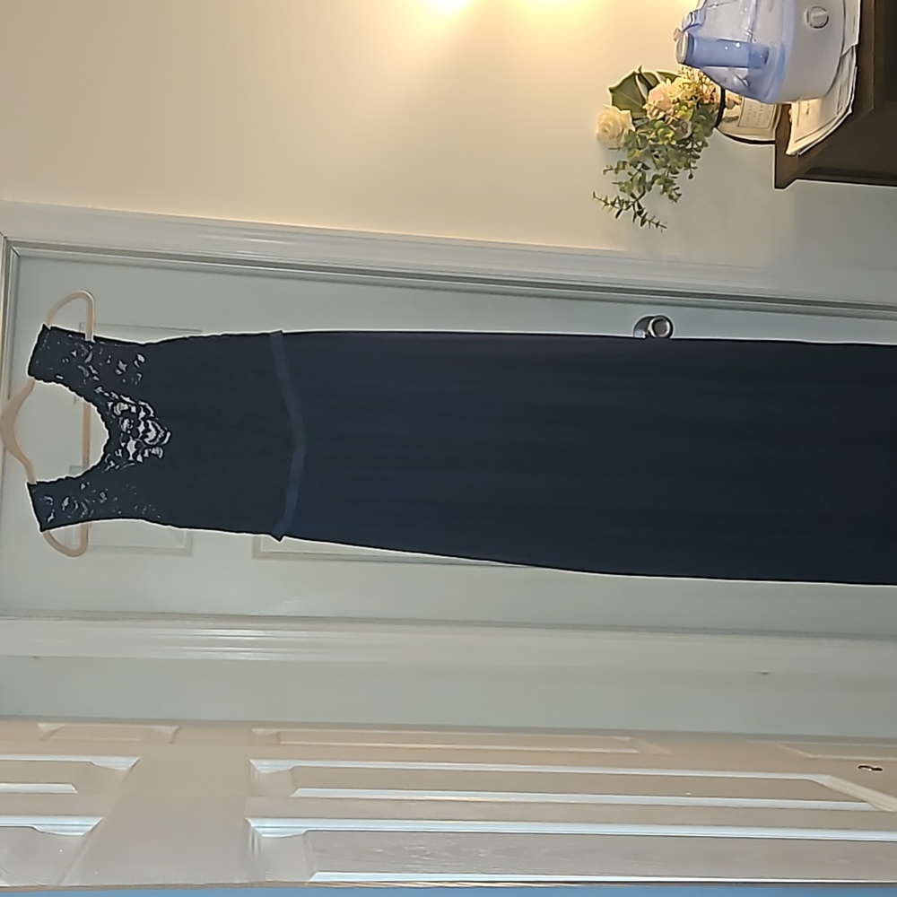 Navy lace bridesmaid dress